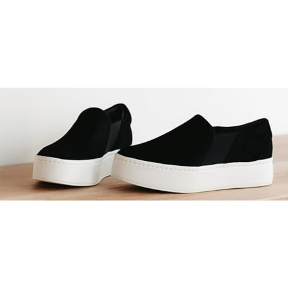 Vince Womens Black Warren Platform Slip On Sneakers Size 10